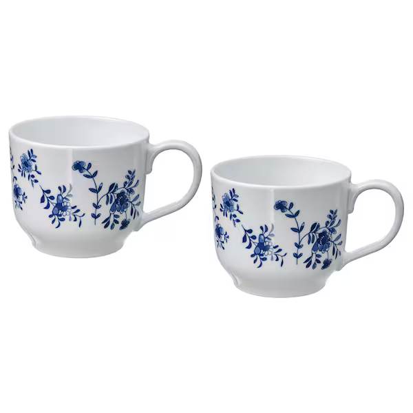 Taza gigante, con diseño/blanco azul, 17 oz